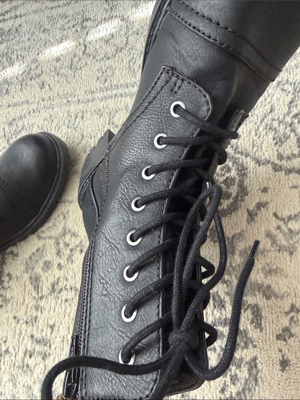 Black Lace-Up Combat Boots - Women's - Picture 6 of 8